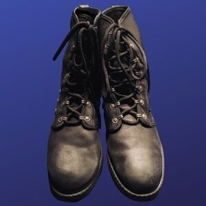 MAINE WOODS 8” Tactical Boots Lug Sole Military Type Desert, BLACK, Vintage,10M